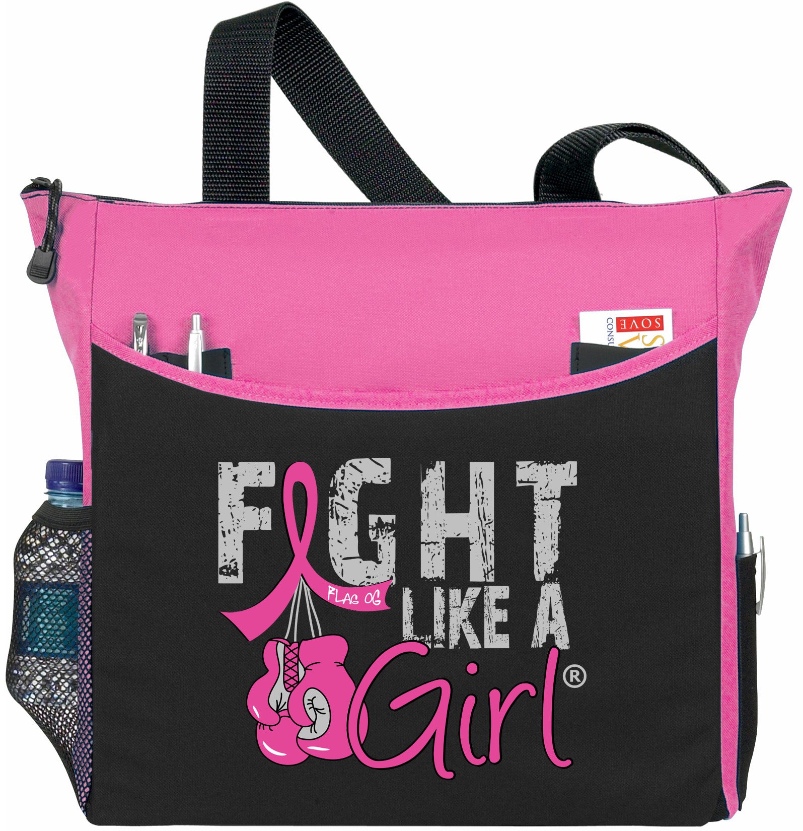 Fight Like a Girl Knockout Dakota Tote Bag - Black w/ Pink (2024 Version)
