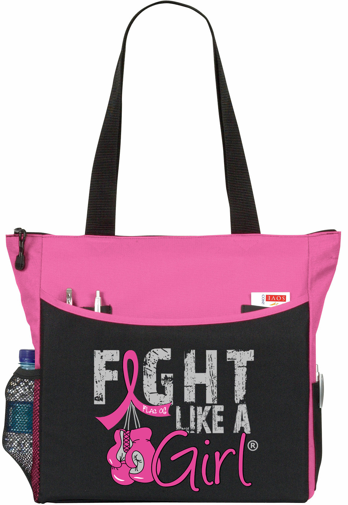 Fight Like a Girl Knockout Dakota Tote Bag - Black w/ Pink (2024 Version)
