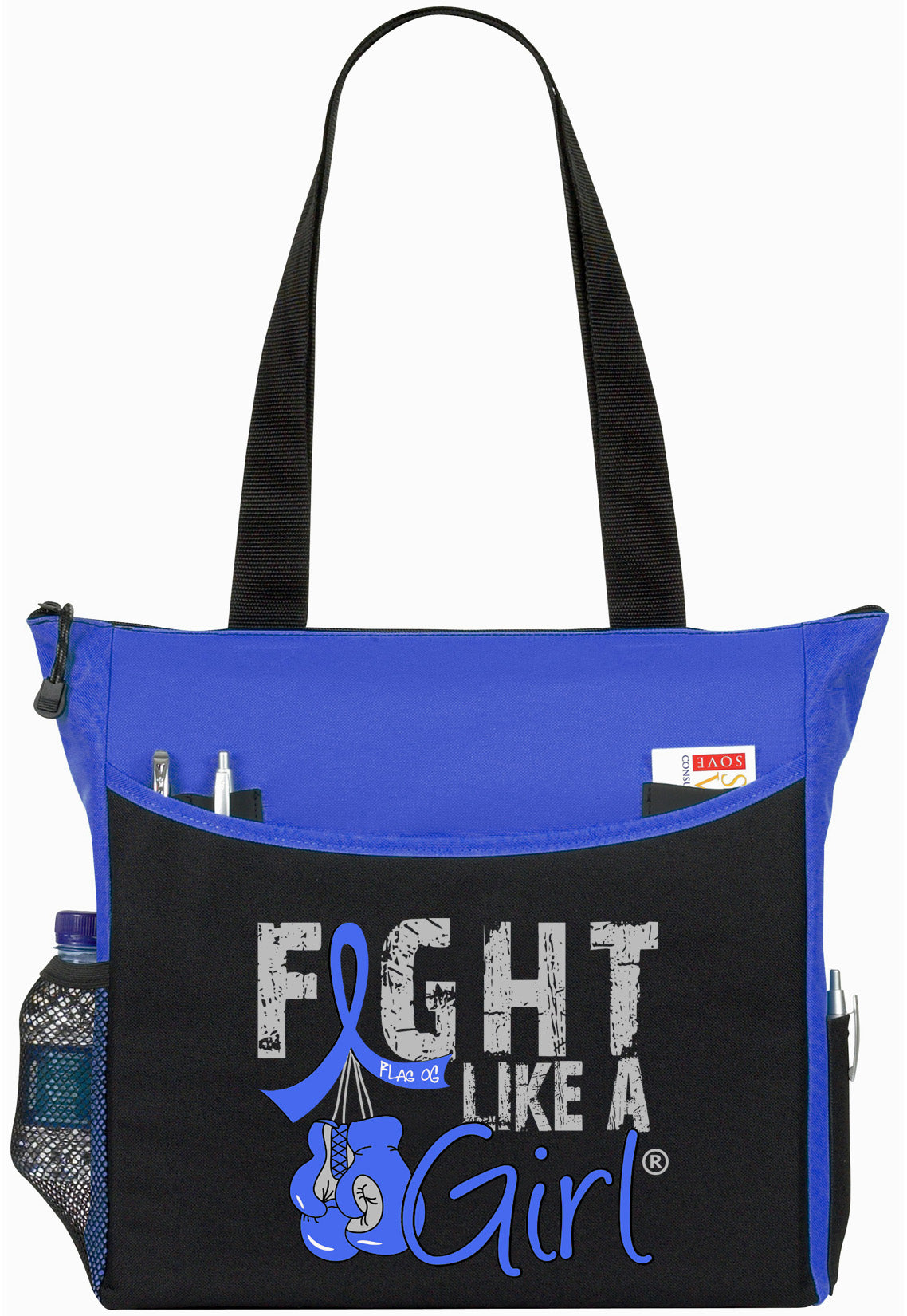 Fight Like a Girl Knockout Dakota Tote Bag - Black w/ Blue (2024 Version)