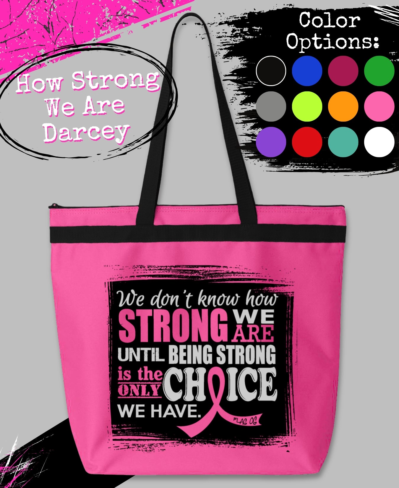 How Strong We Are Darcey Tote Bag - Hot Pink