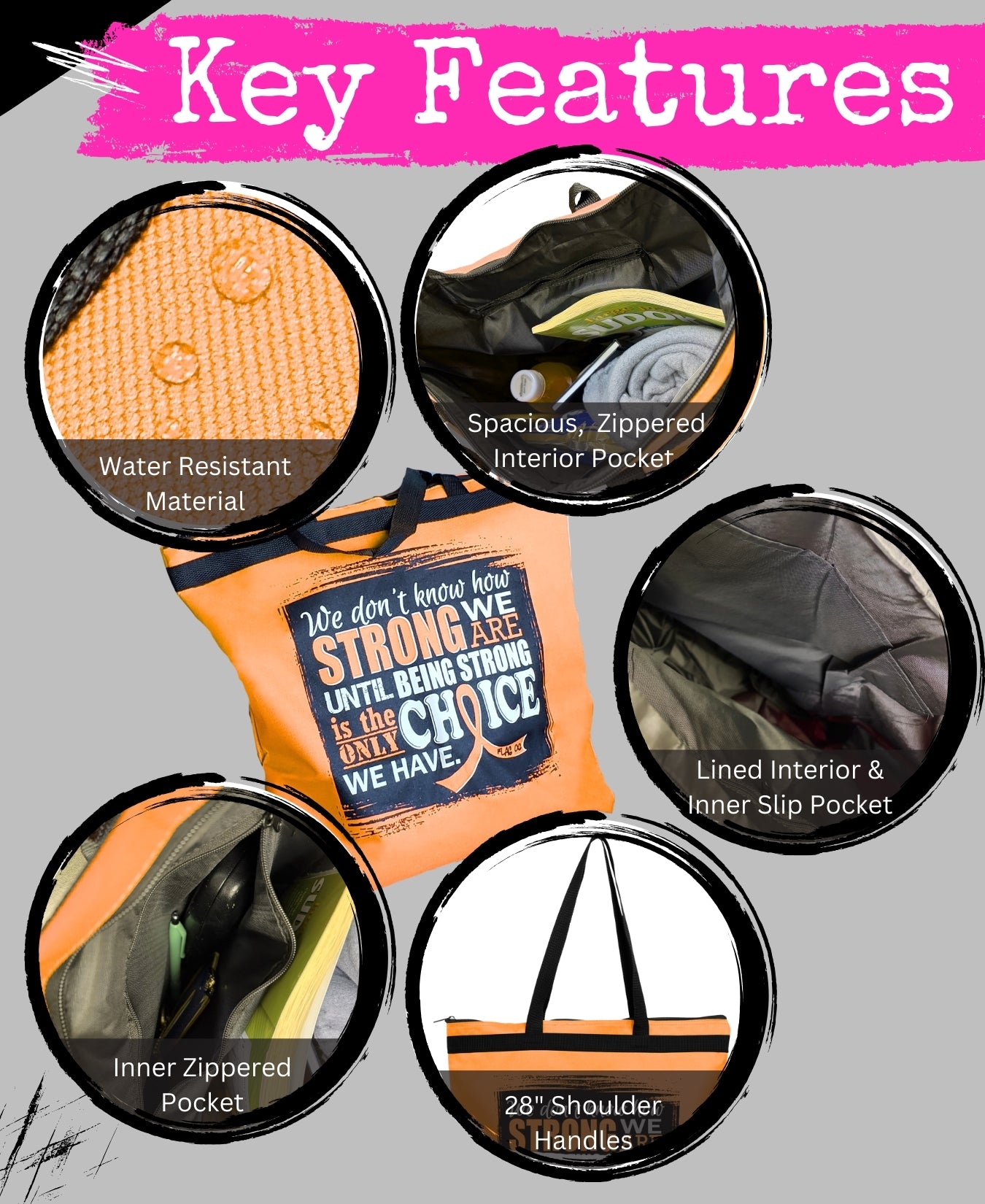 How Strong We Are Darcey Tote Bag - Orange