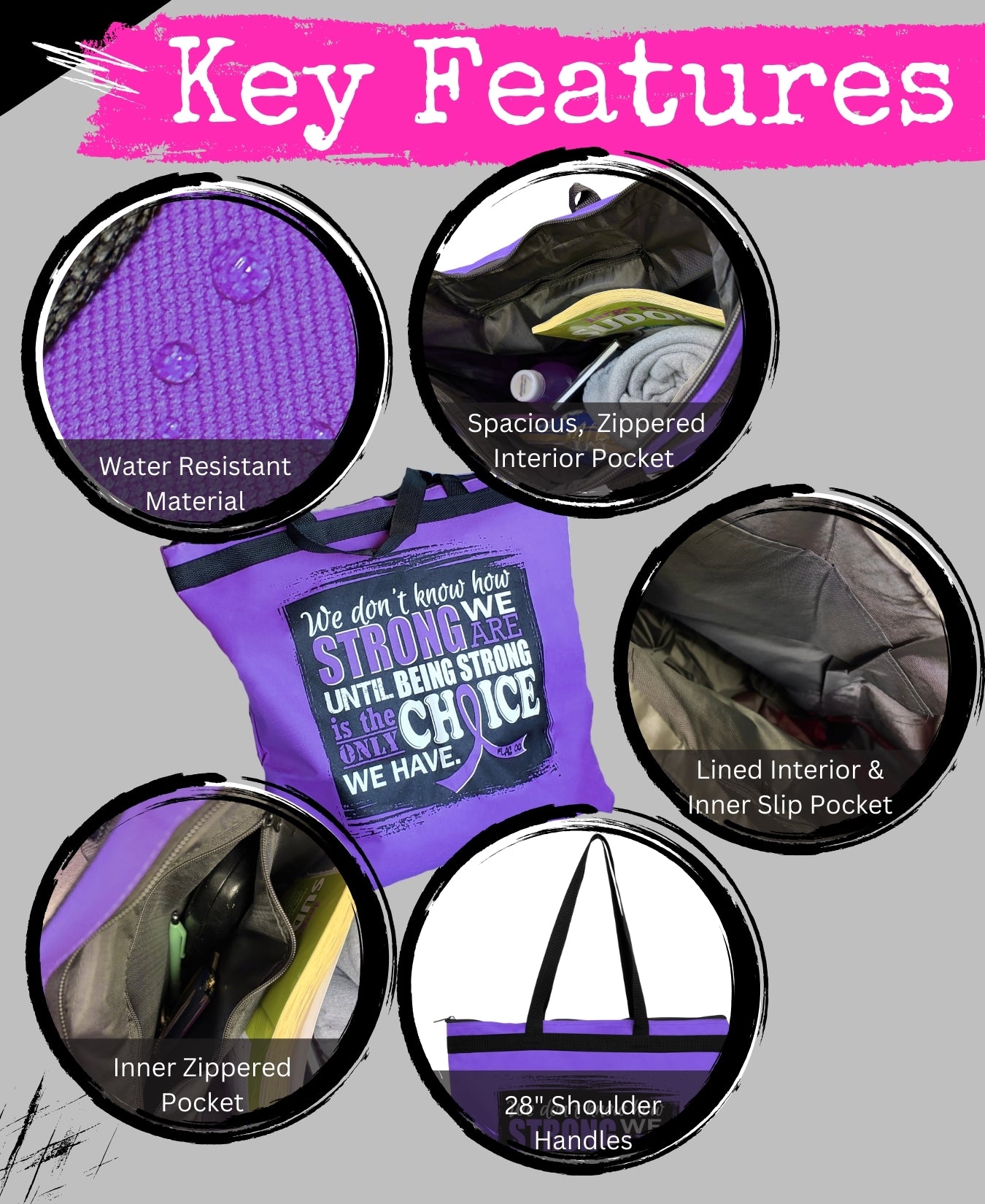 How Strong We Are Darcey Tote Bag - Purple