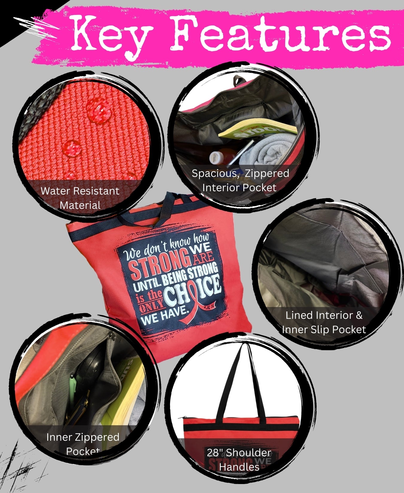 How Strong We Are Darcey Tote Bag - Red