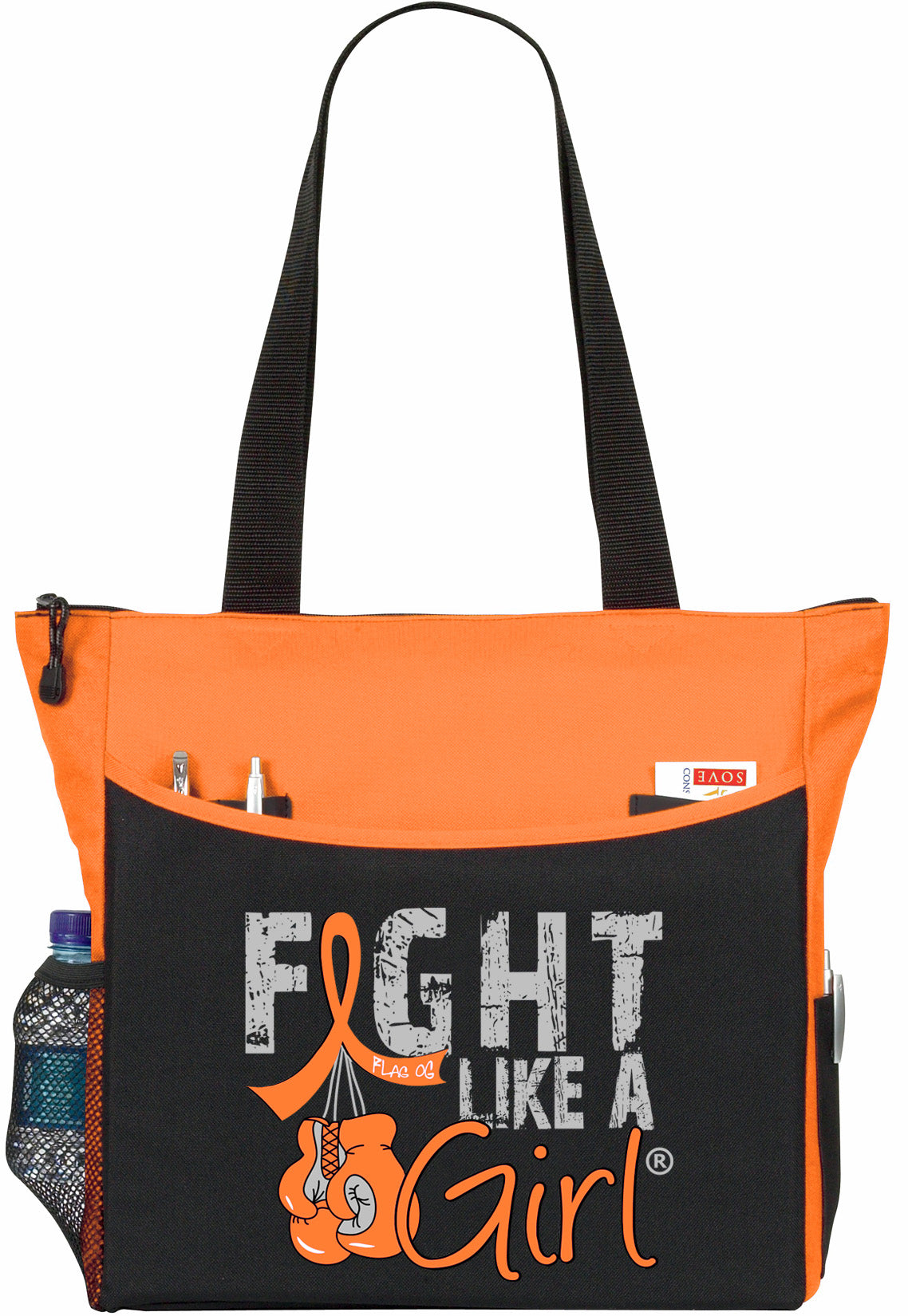 Fight Like a Girl Knockout Dakota Tote Bag - Black w/ Orange (2024 Version)