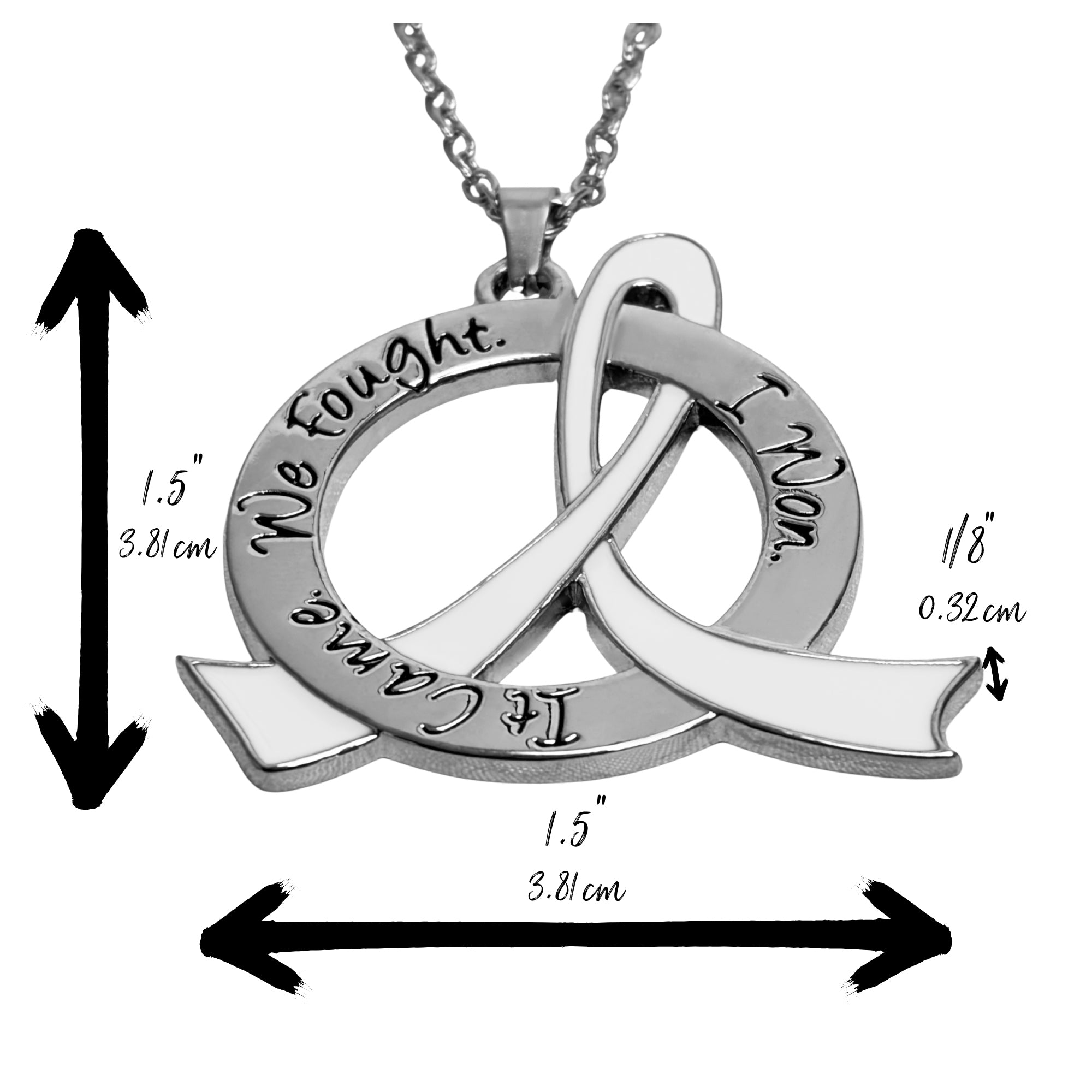 It Came We Fought I Won Awareness Ribbon Necklace - White