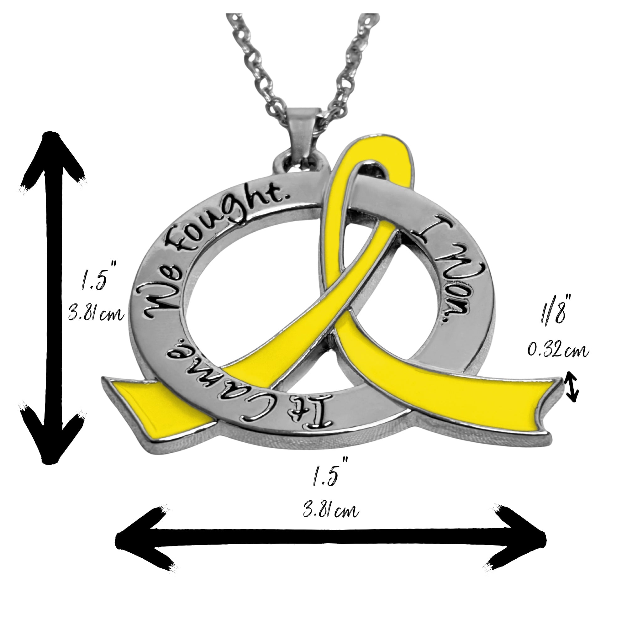 It Came We Fought I Won Awareness Ribbon Necklace - Yellow