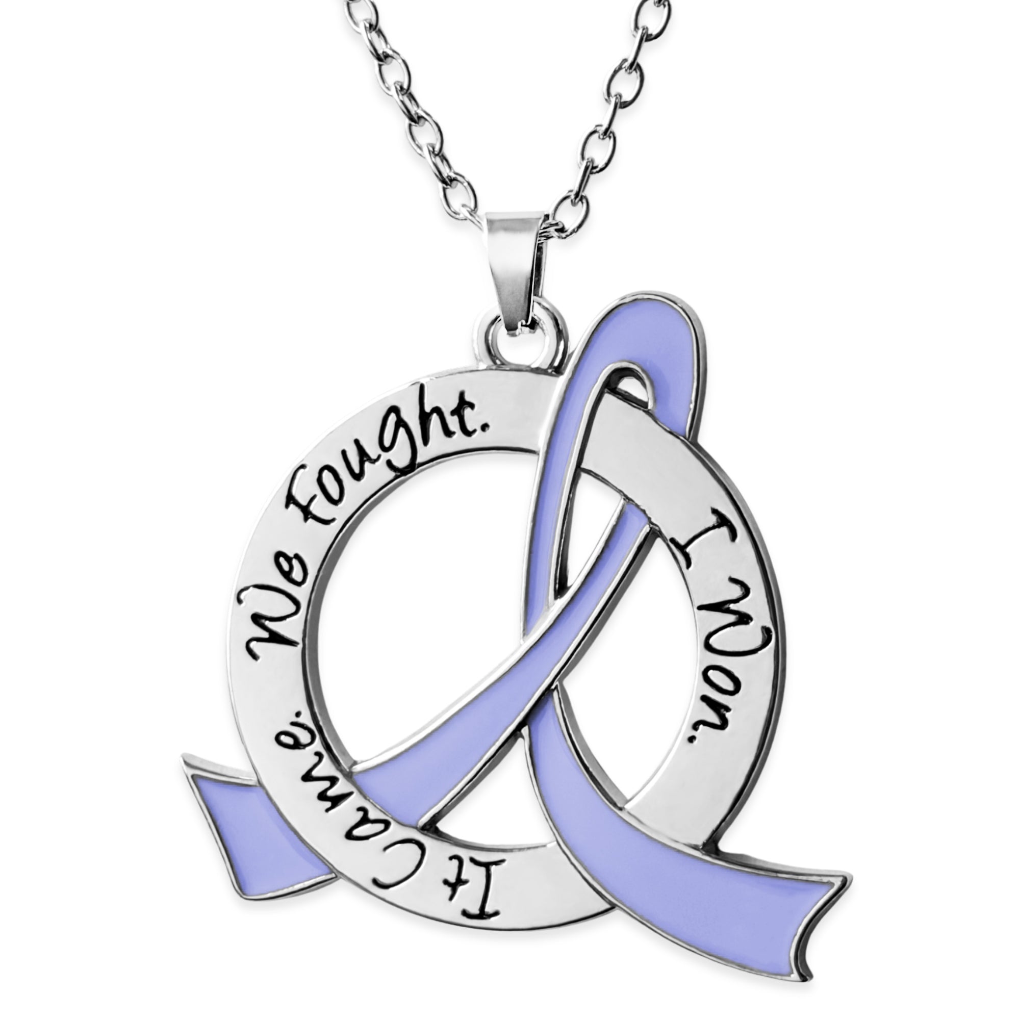 It Came We Fought I Won Awareness Ribbon Necklace - Periwinkle