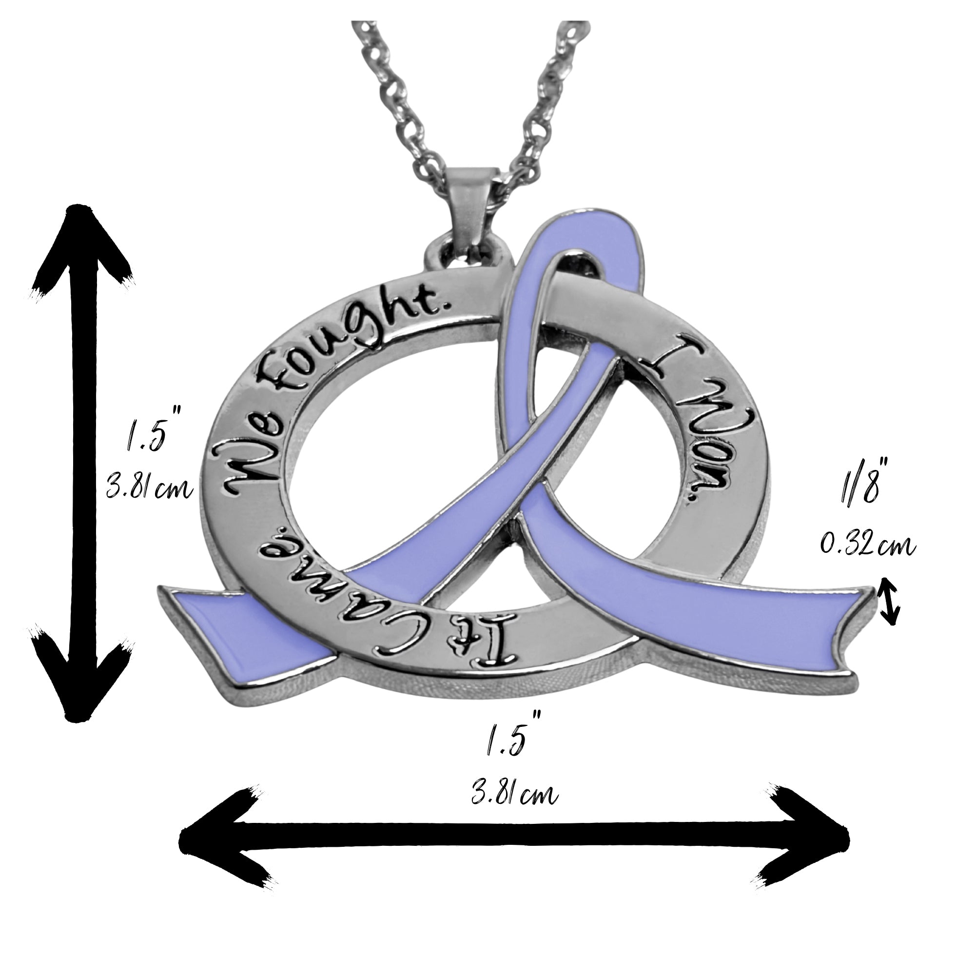 It Came We Fought I Won Awareness Ribbon Necklace - Periwinkle