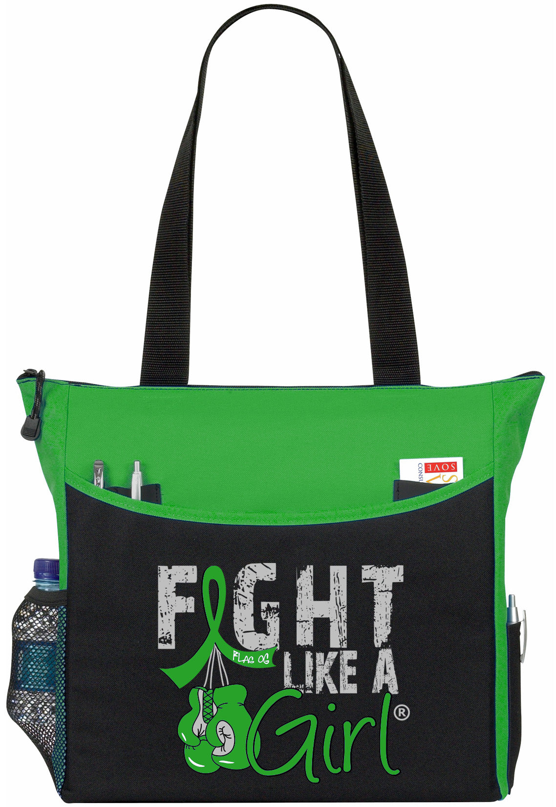 Fight Like a Girl Knockout Dakota Tote Bag - Black w/ Green (2024 Version)