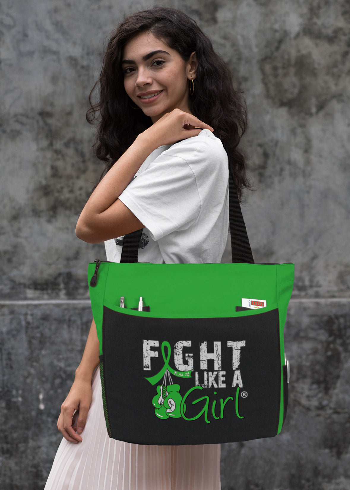 Fight Like a Girl Knockout Dakota Tote Bag - Black w/ Green (2024 Version)