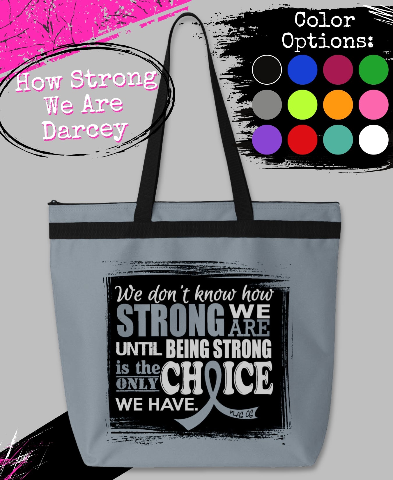 How Strong We Are Darcey Tote Bag - Grey