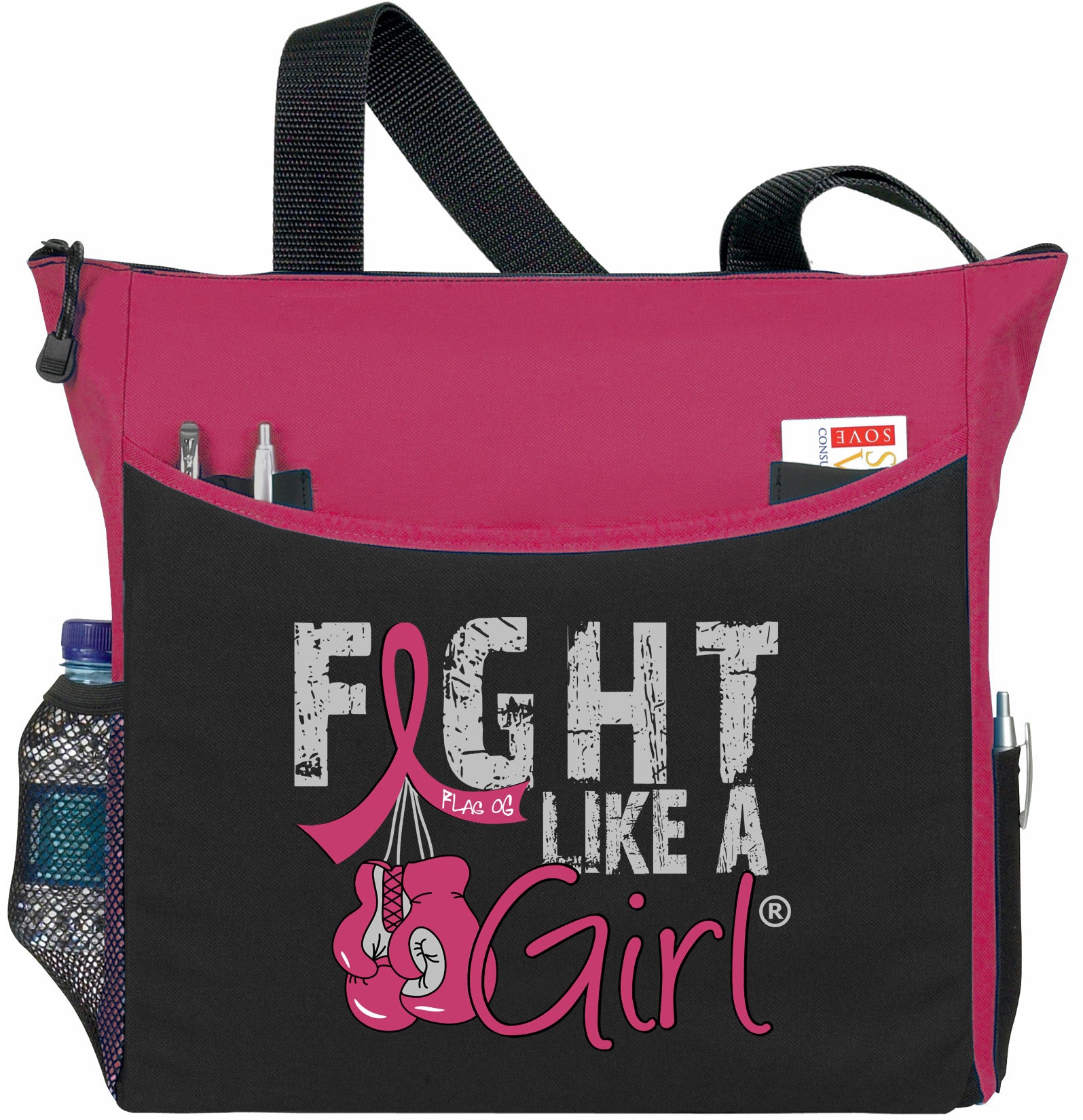 Fight Like a Girl Knockout Dakota Tote Bag - Black w/ Burgundy (2024 Version)