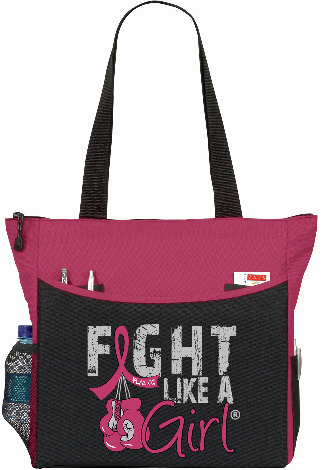 Fight Like a Girl Knockout Dakota Tote Bag - Black w/ Burgundy (2024 Version)