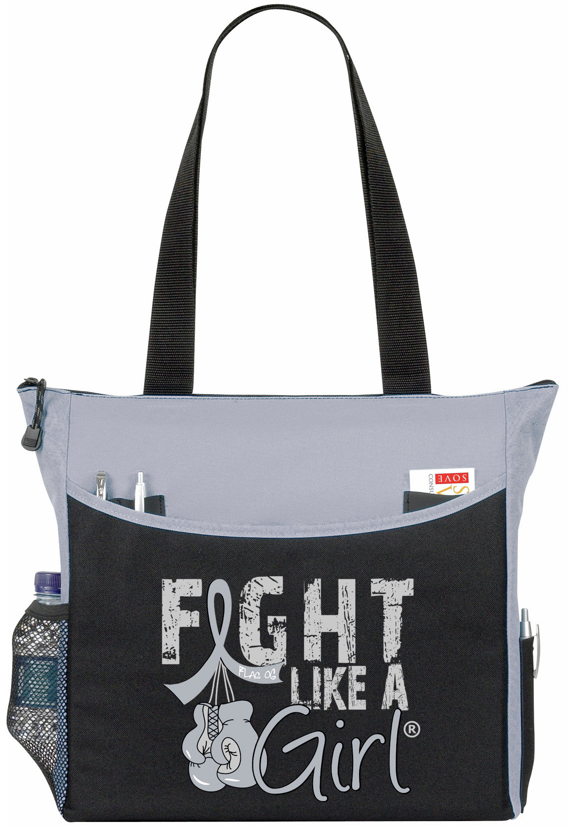 Fight Like a Girl Knockout Dakota Tote Bag - Black w/ Grey (2024 Version)