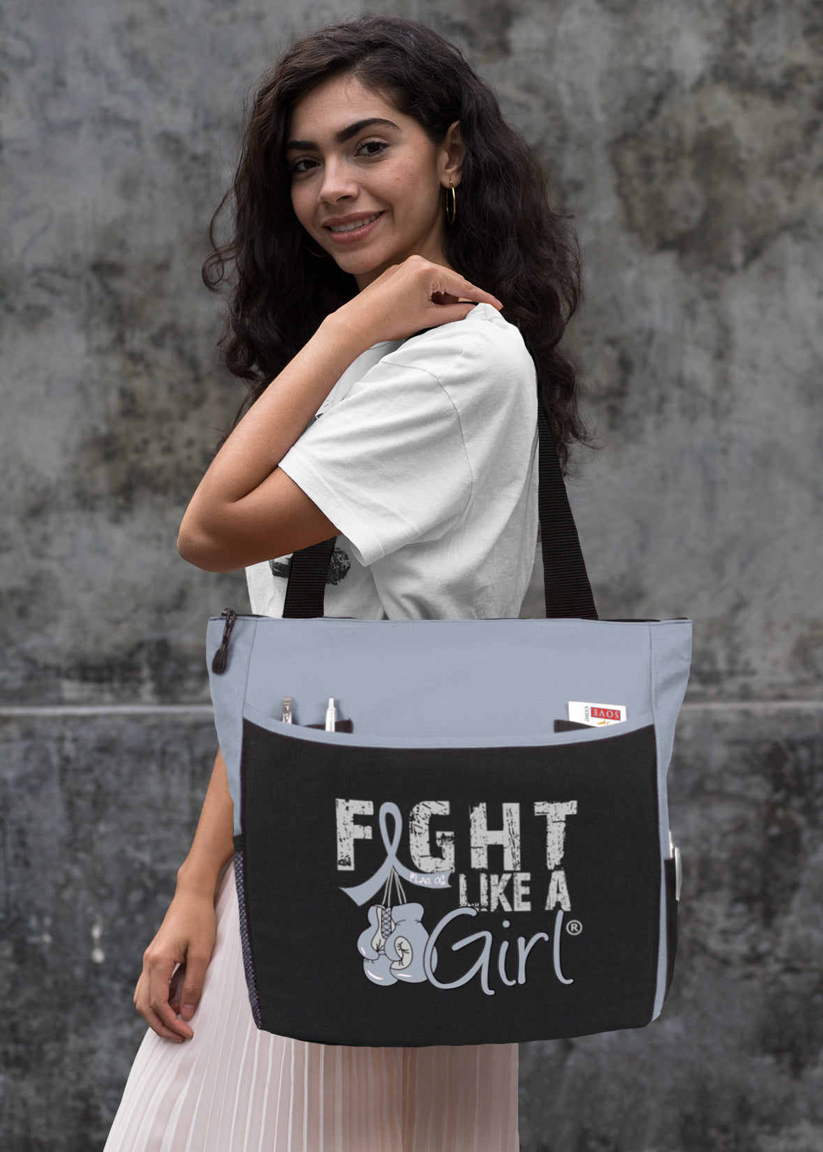 Fight Like a Girl Knockout Dakota Tote Bag - Black w/ Grey (2024 Version)