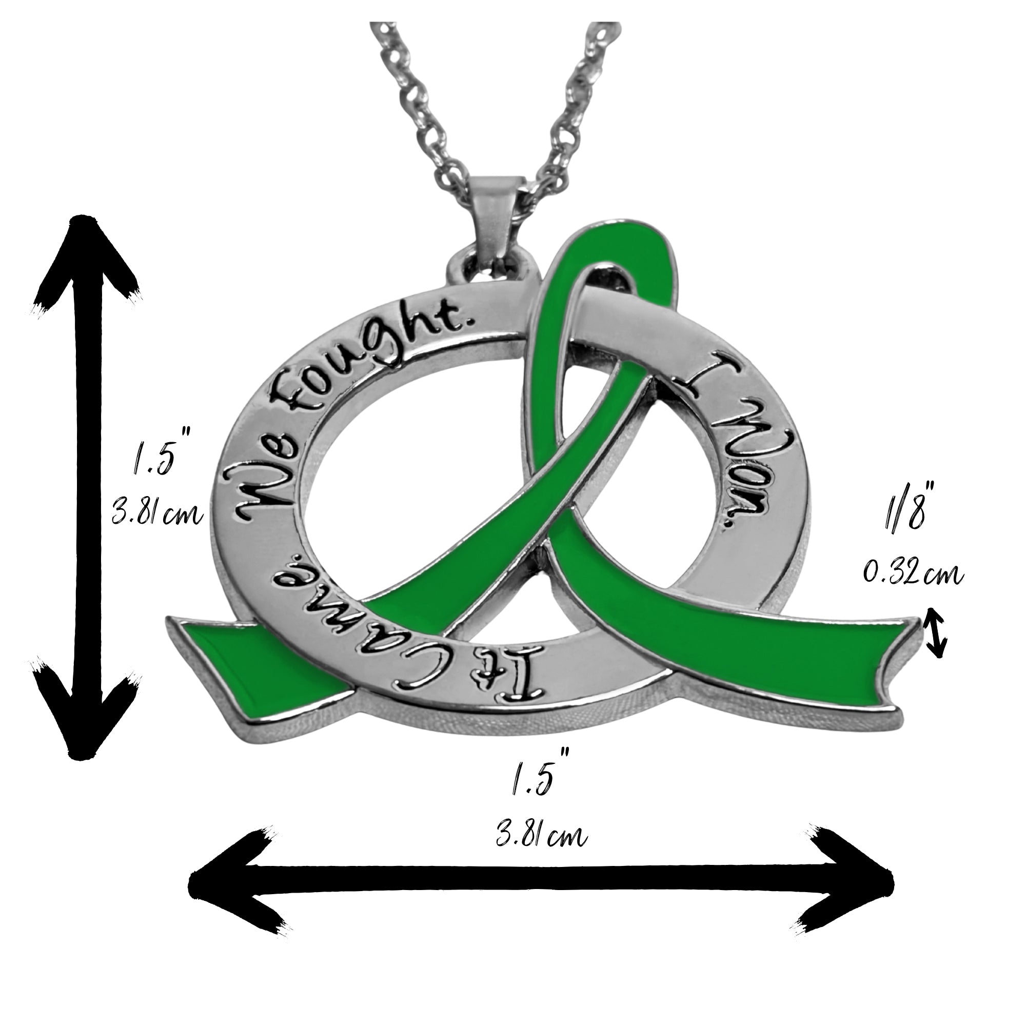 It Came We Fought I Won Awareness Ribbon Necklace - Green