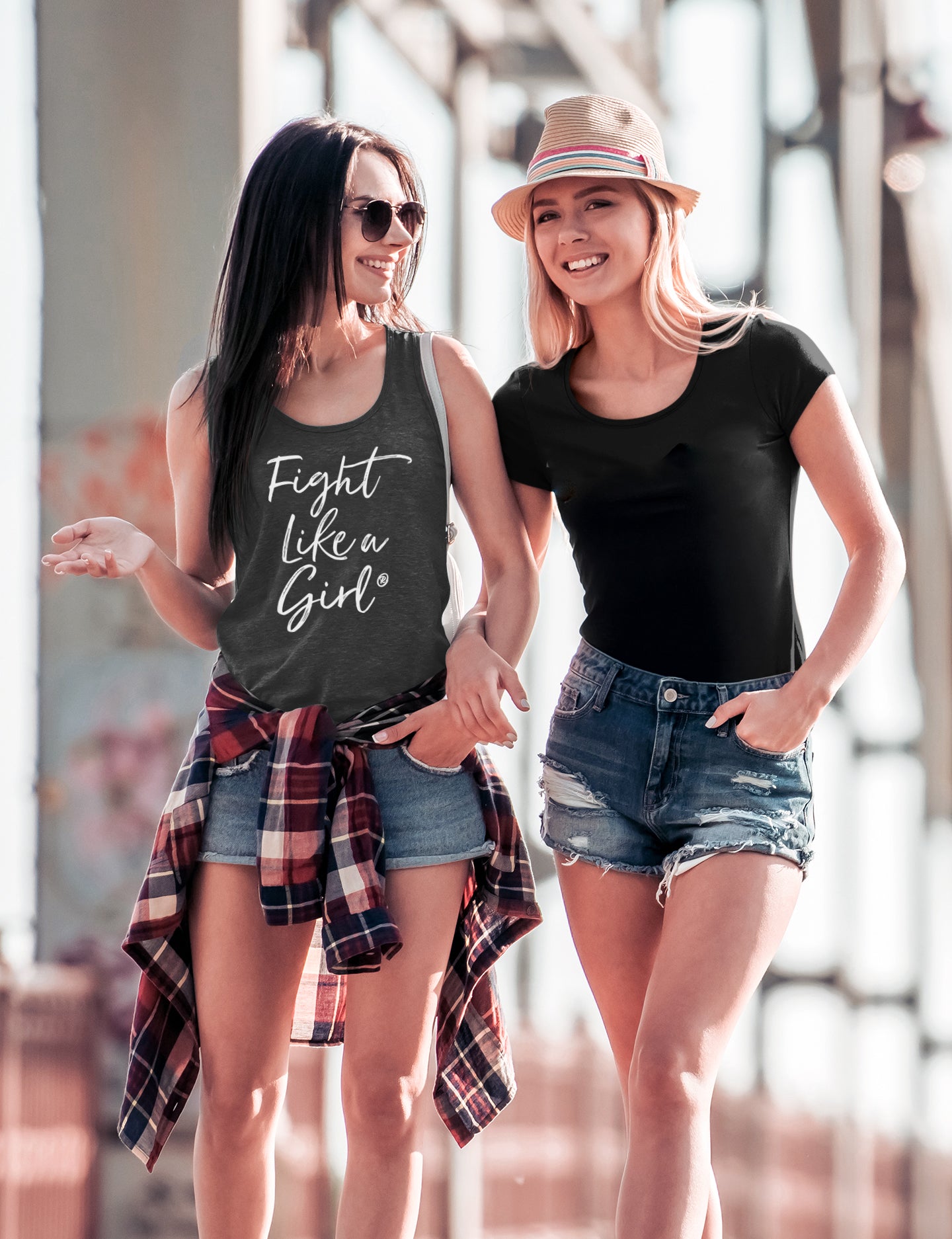 Fight Like a Girl Script Women's Racerback Tank Top - Black Frost