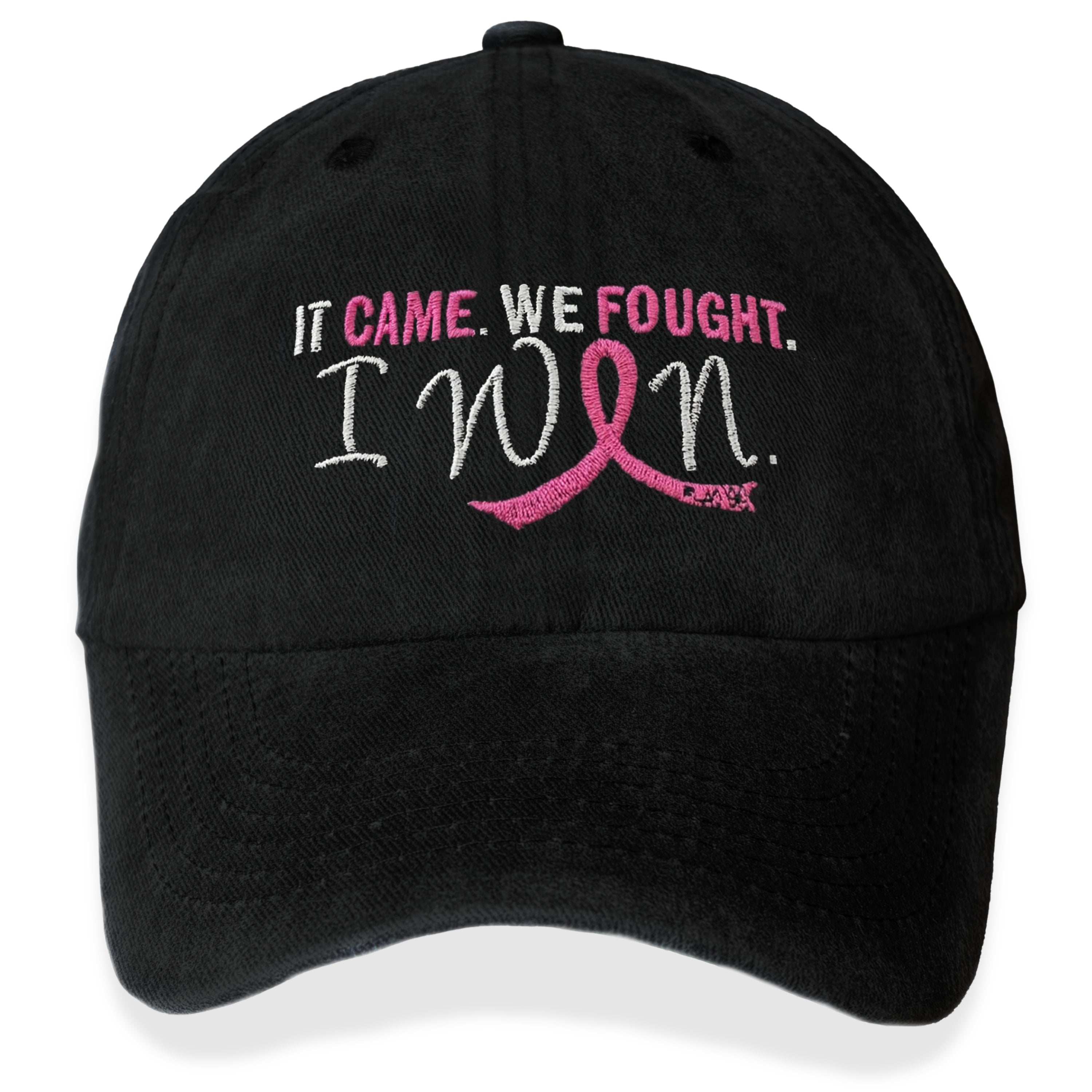 It Came We Fought I Won Embroidered Cap - Black w/ Pink