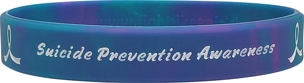 Thankful to Still Have Silicone Wristband - Teal/Purple Swirl