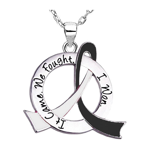 "It Came. We Fought. I Won." Survivor Necklace - Black & White