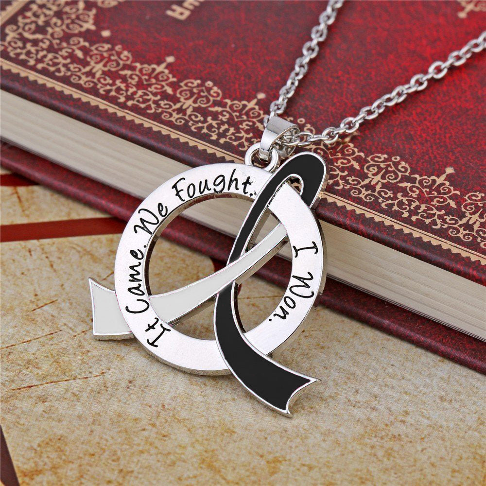 It Came We Fought I Won Awareness Ribbon Necklace - Black/White