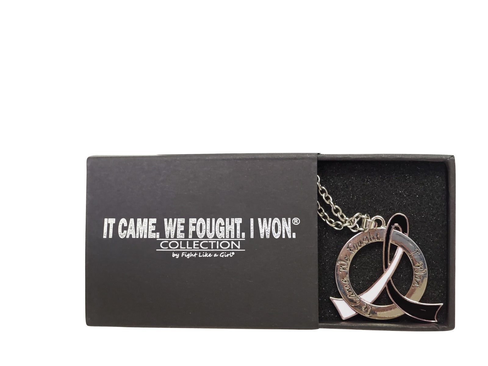 It Came We Fought I Won Awareness Ribbon Necklace - Black/White