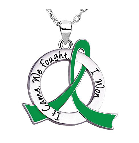 It Came We Fought I Won Awareness Ribbon Necklace - Green