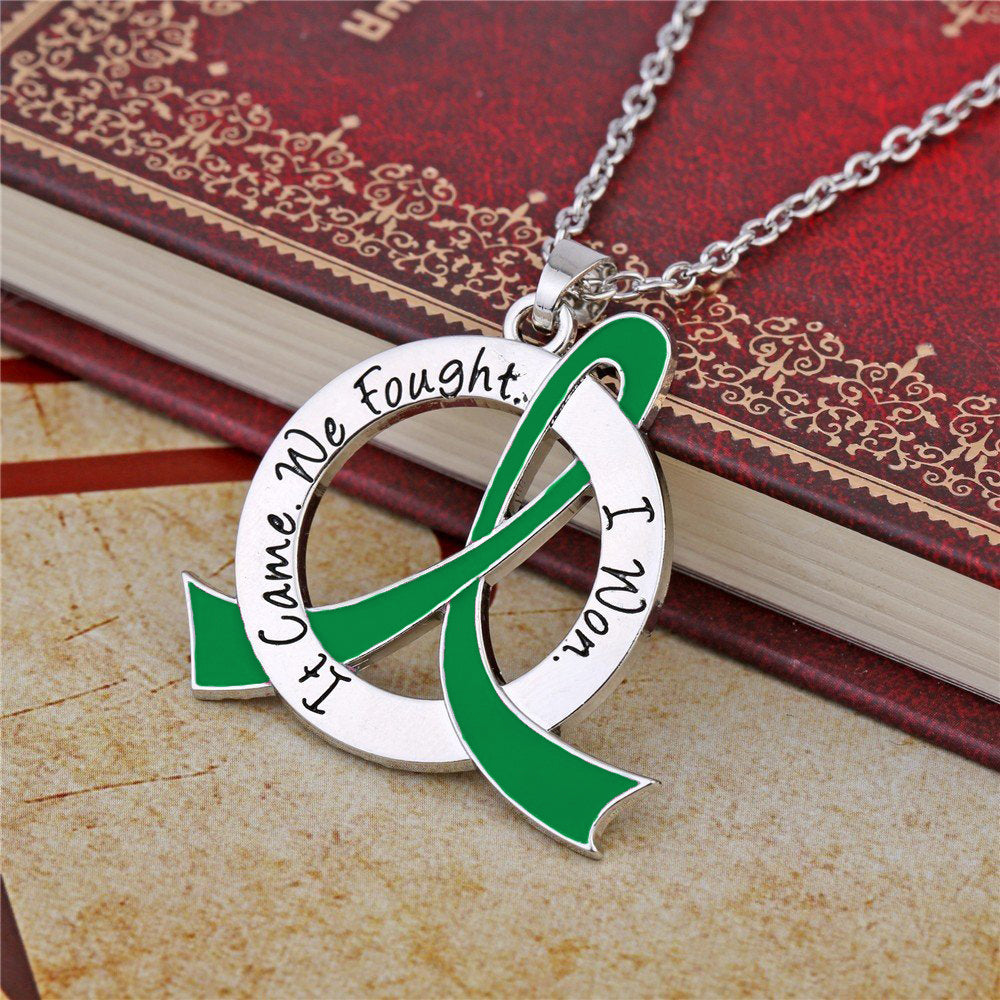 It Came We Fought I Won Awareness Ribbon Necklace - Green