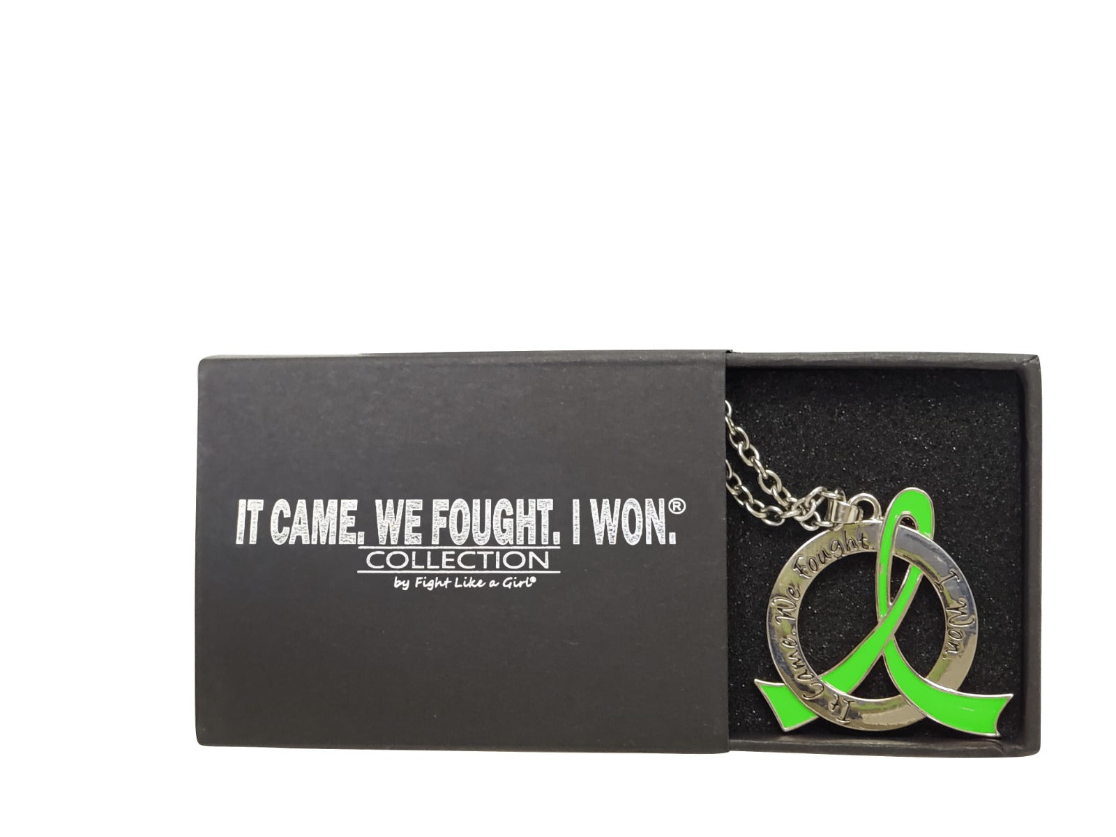 It Came We Fought I Won Awareness Ribbon Necklace - Lime Green