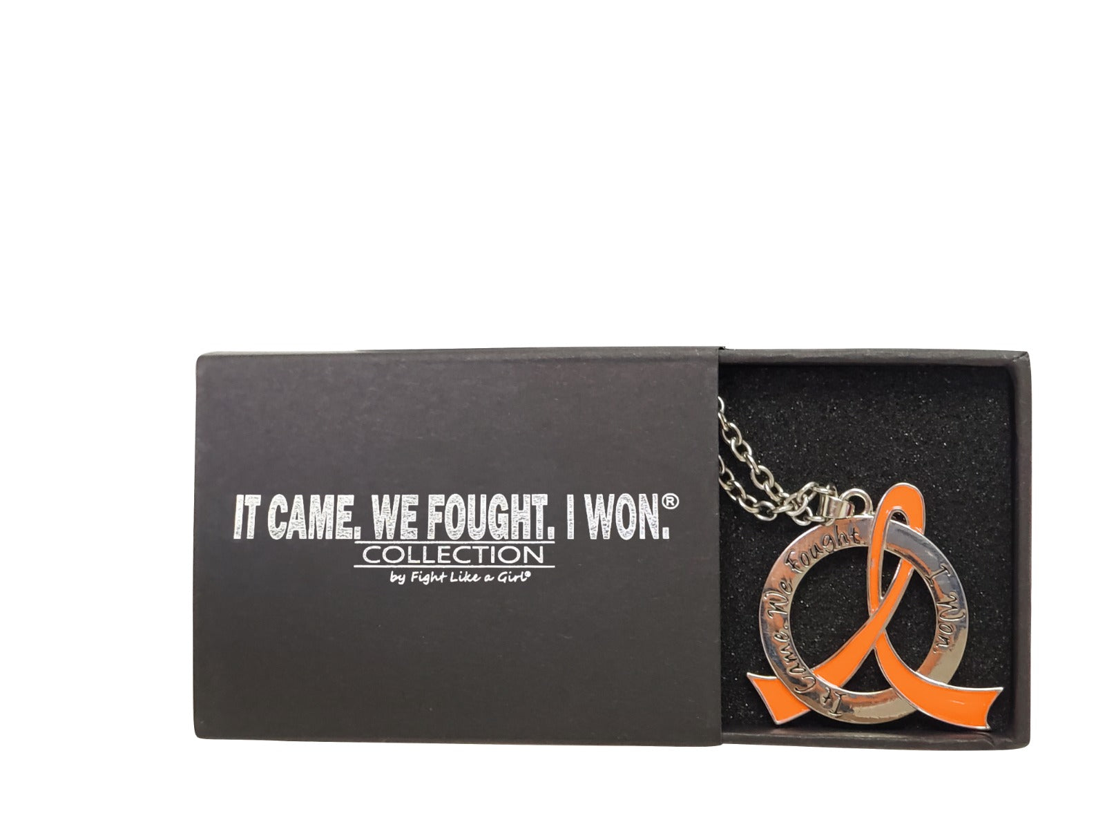 It Came We Fought I Won Awareness Ribbon Necklace - Orange