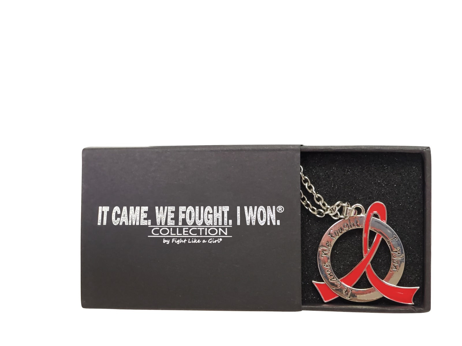 It Came We Fought I Won Awareness Ribbon Necklace - Red
