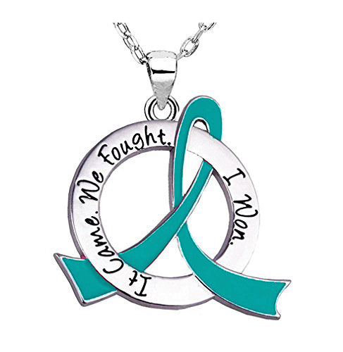 "It Came. We Fought. I Won." Survivor Necklace - Ovarian Cervical Peritoneal Cancer