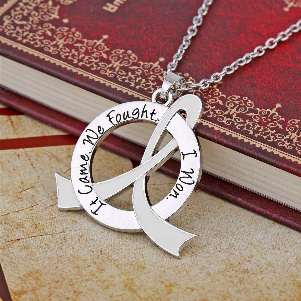 It Came We Fought I Won Awareness Ribbon Necklace - White