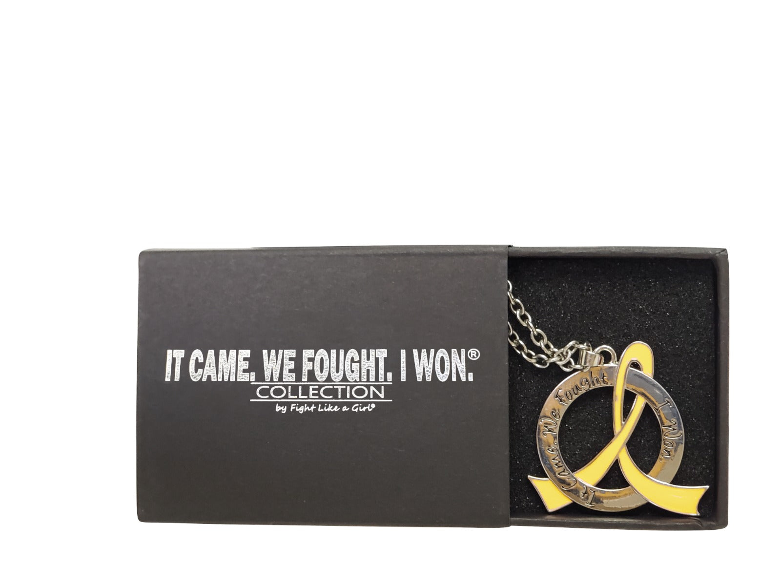 It Came We Fought I Won Awareness Ribbon Necklace - Yellow