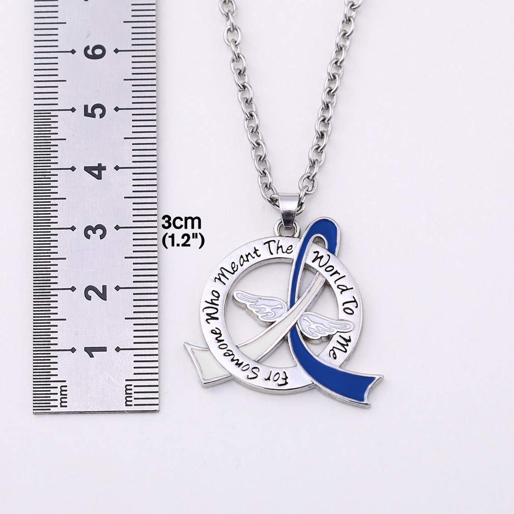 Meant the World to Me Awareness Ribbon Necklace - Blue/White