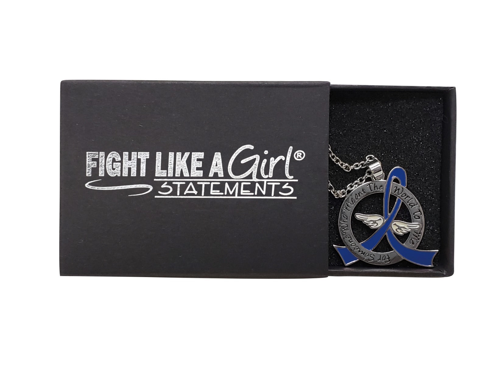 Meant the World to Me Awareness Ribbon Necklace - Blue