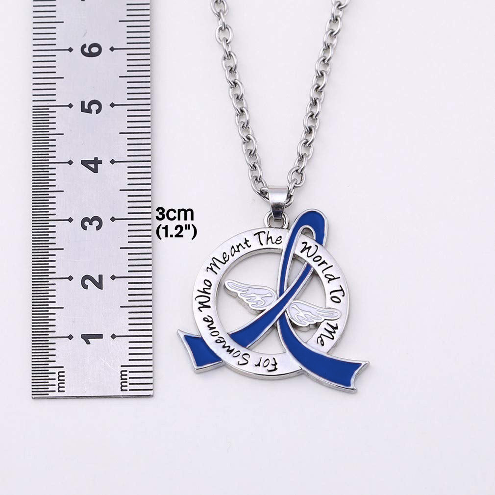 Meant the World to Me Awareness Ribbon Necklace - Blue