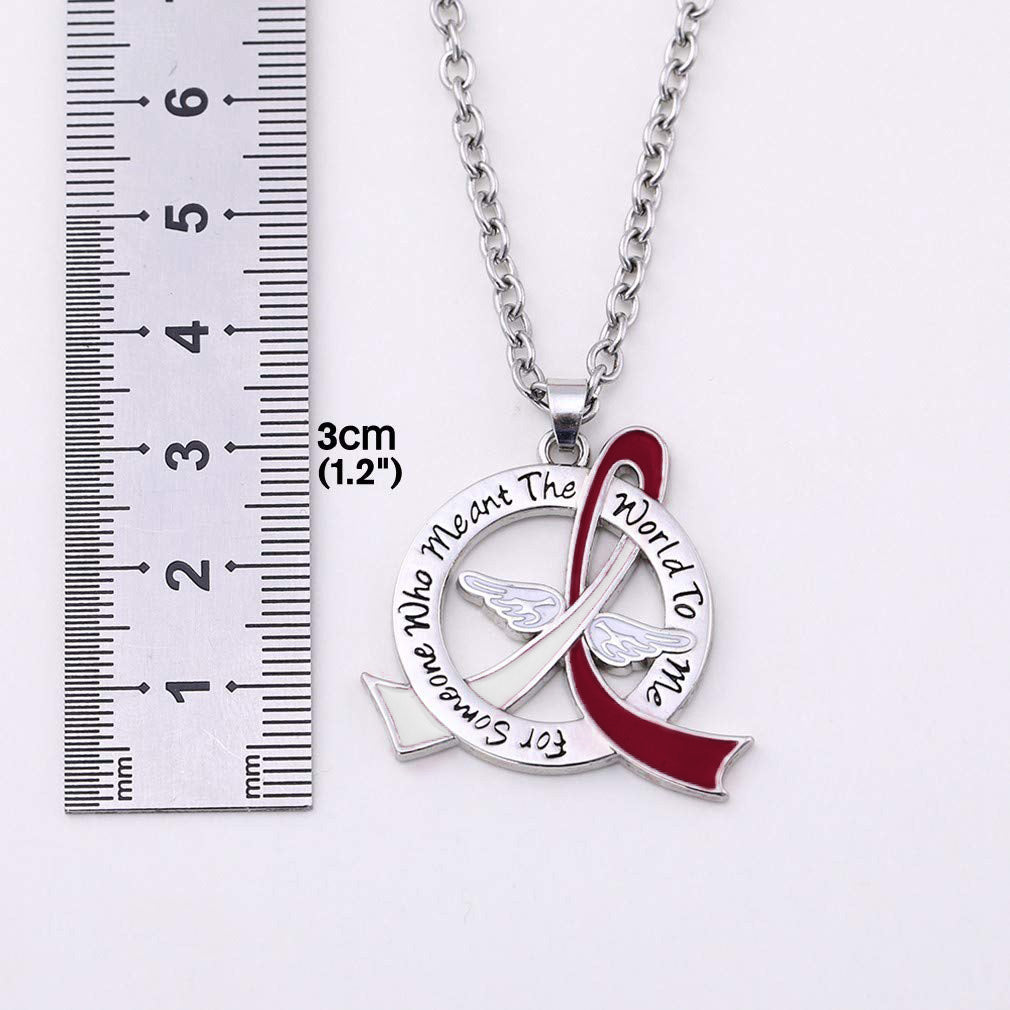 Meant the World to Me Awareness Ribbon Necklace - Burgundy/White