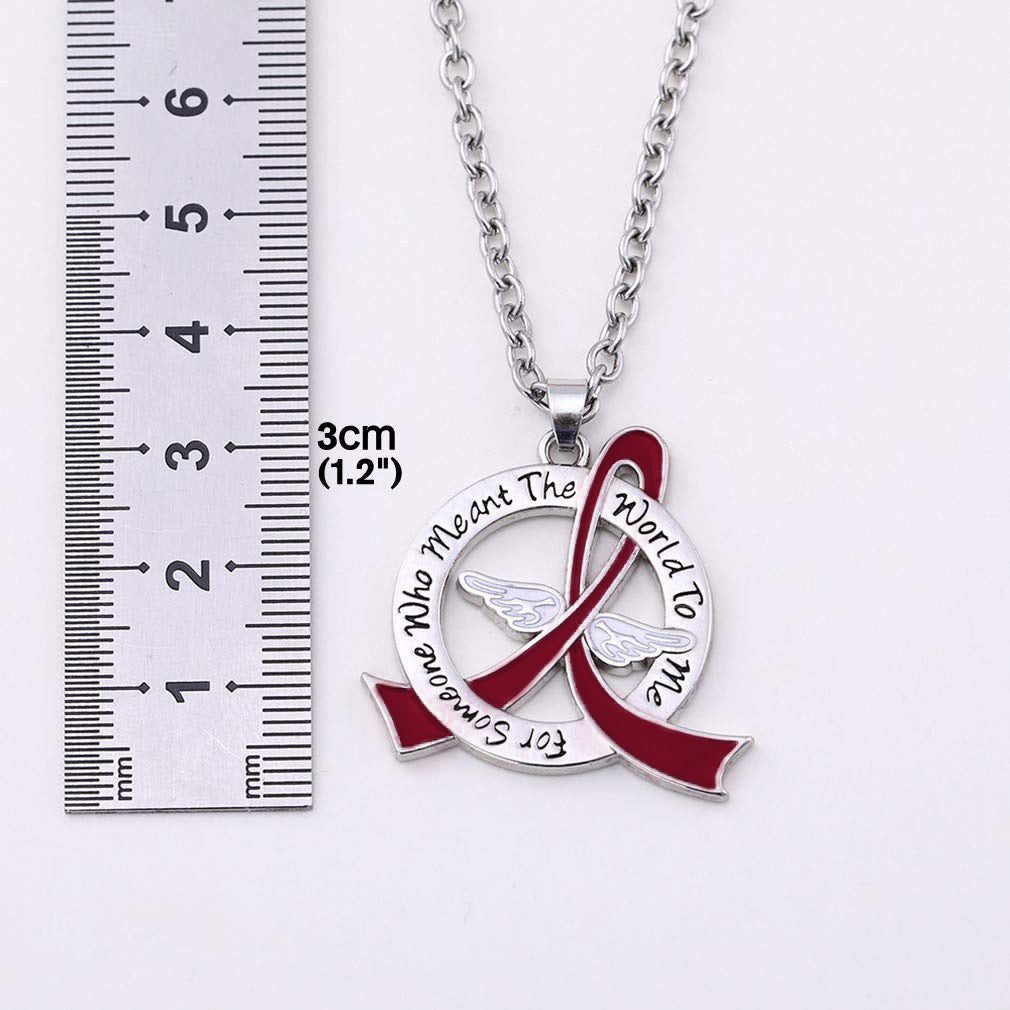 Meant the World to Me Awareness Ribbon Necklace - Burgundy