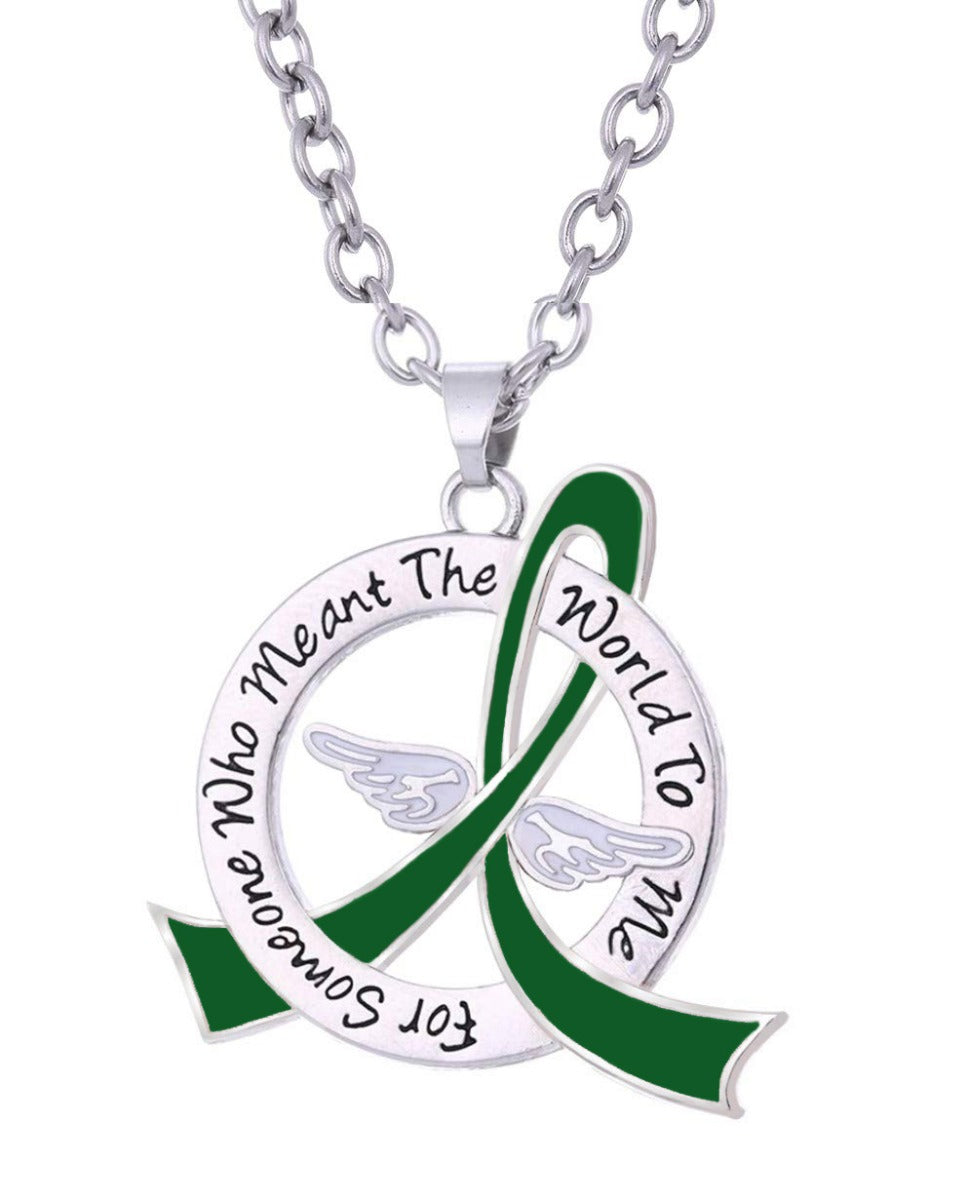 Meant the World to Me Awareness Ribbon Necklace - Emerald Green