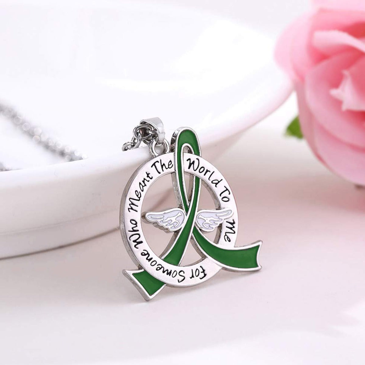 Meant the World to Me Awareness Ribbon Necklace - Emerald Green