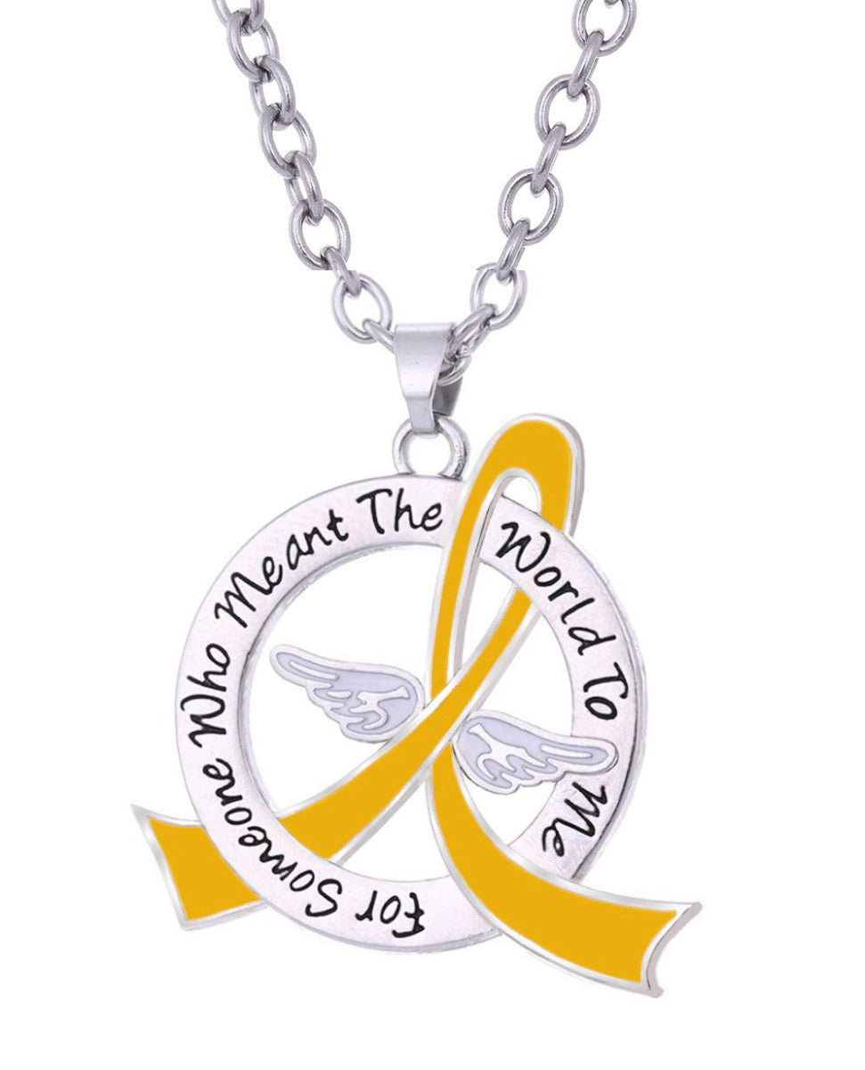 Meant the World to Me Awareness Ribbon Necklace - Gold