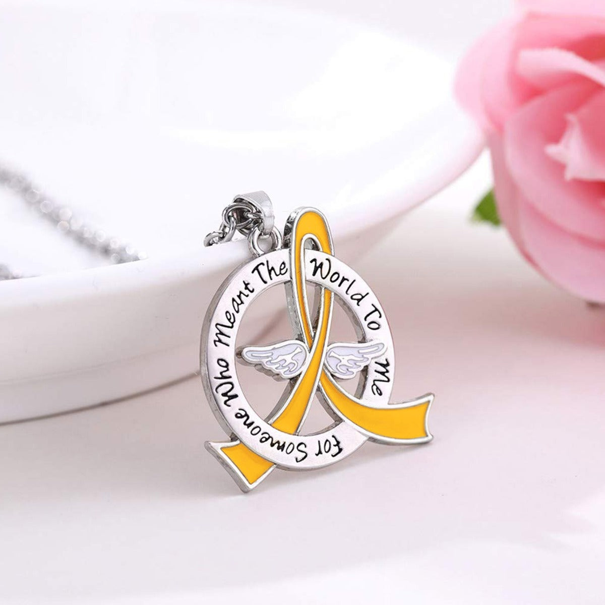 Meant the World to Me Awareness Ribbon Necklace - Gold