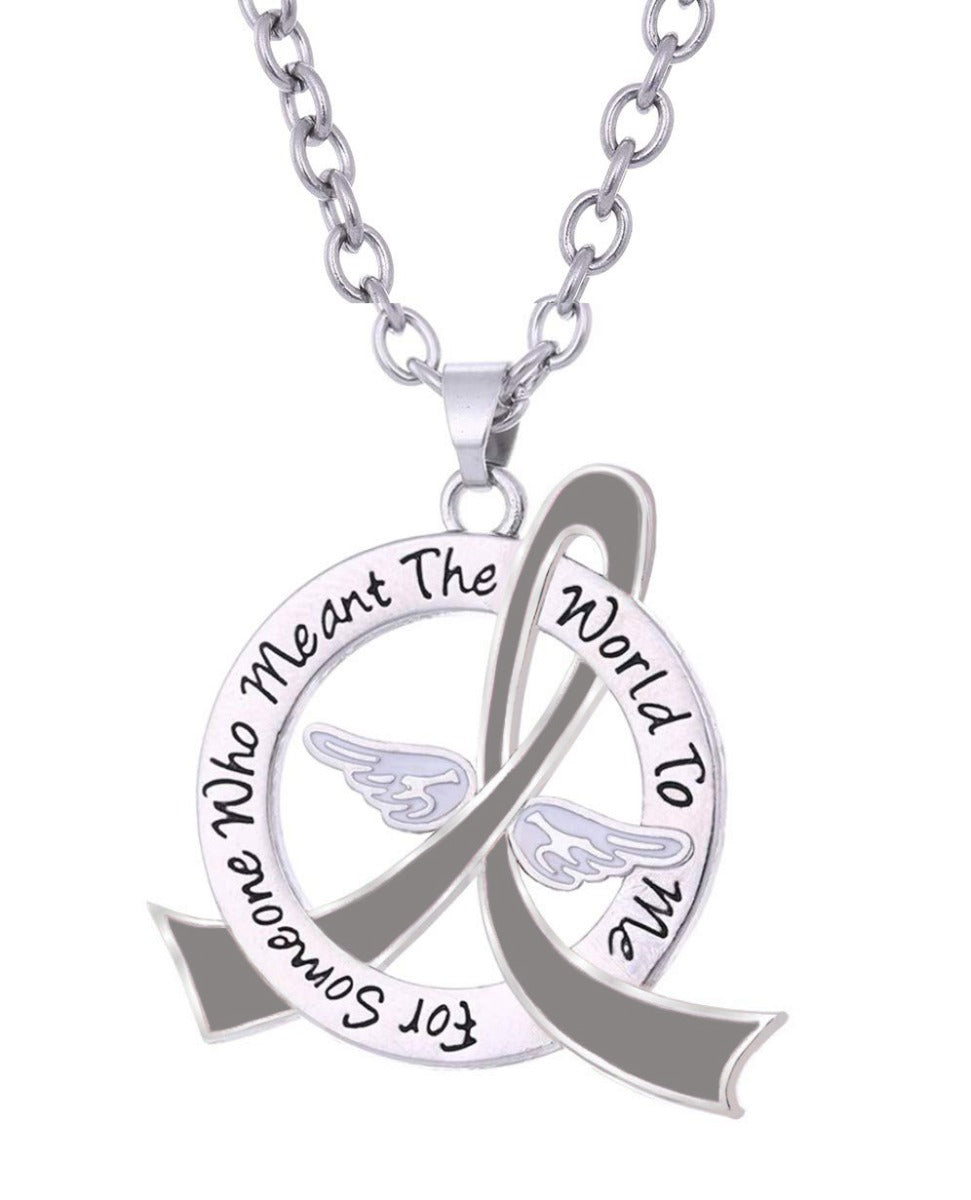 "Meant The World To Me" Tribute Necklace - Grey Ribbon