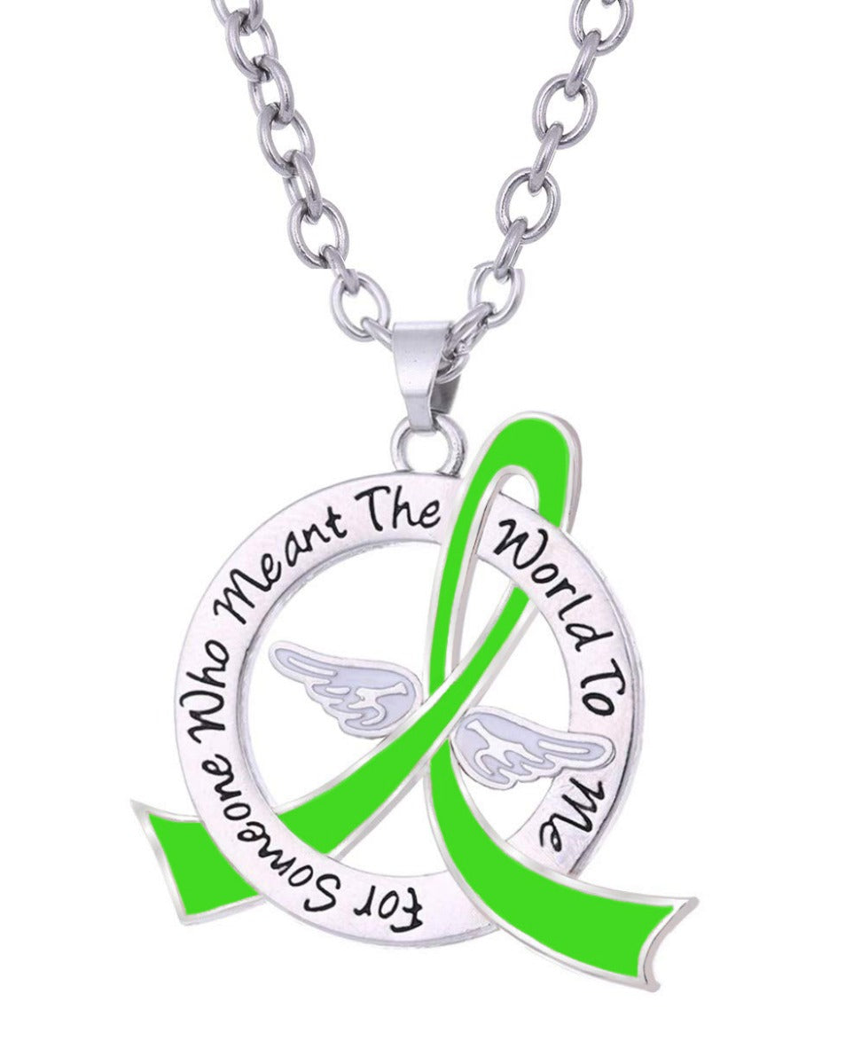 "Meant The World To Me" Tribute Necklace - Lime Green Ribbon