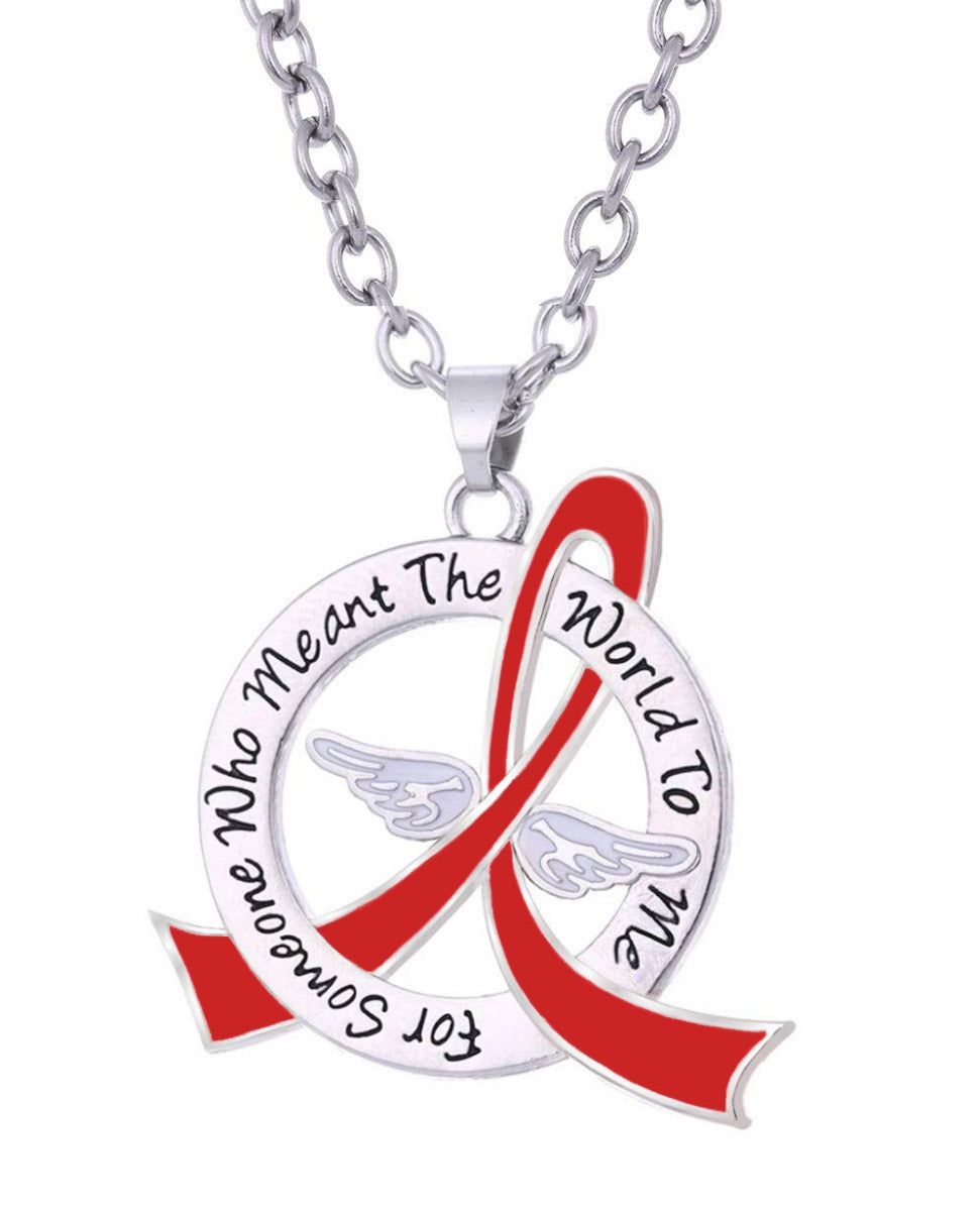 "Meant The World To Me" Tribute Necklace - Red Ribbon