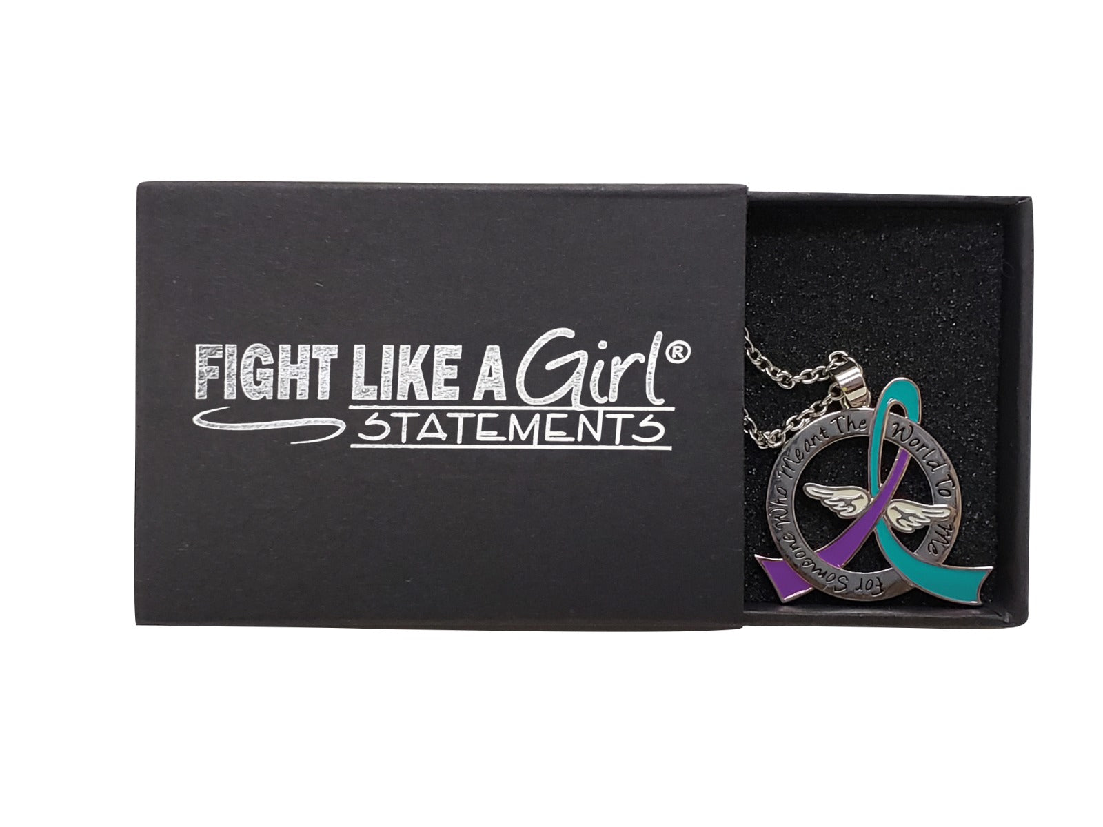 Meant the World to Me Awareness Ribbon Necklace - Teal/Purple