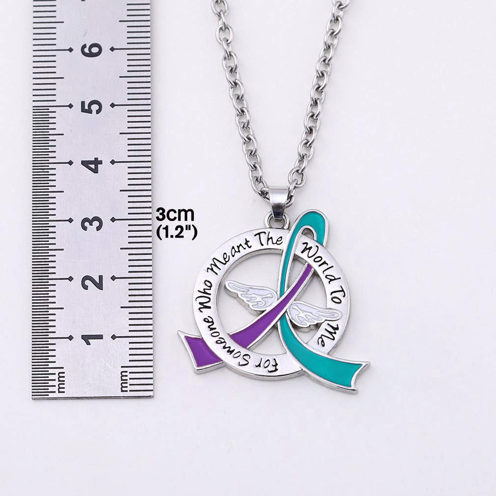 Meant the World to Me Awareness Ribbon Necklace - Teal/Purple