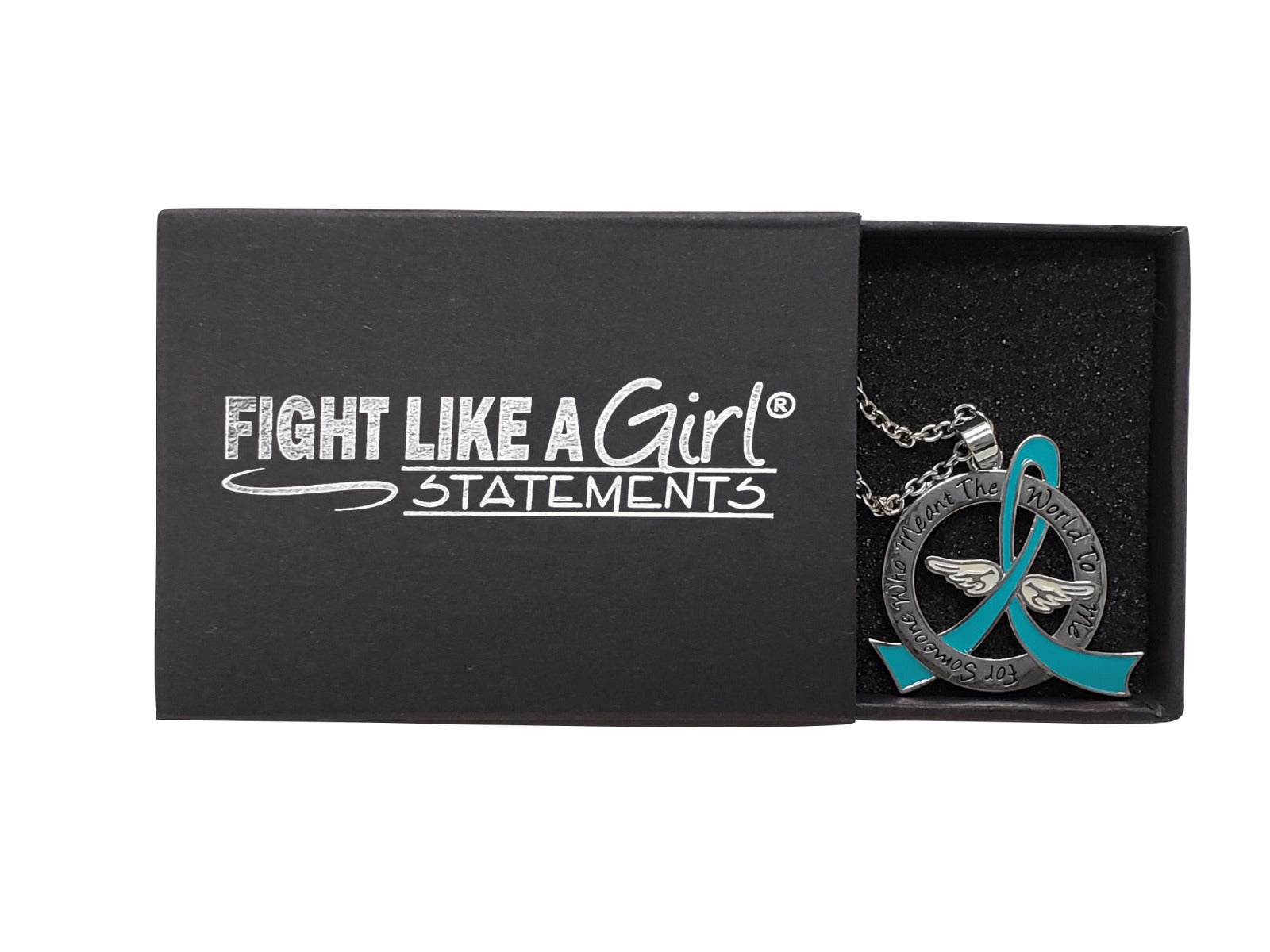 Meant the World to Me Awareness Ribbon Necklace - Teal