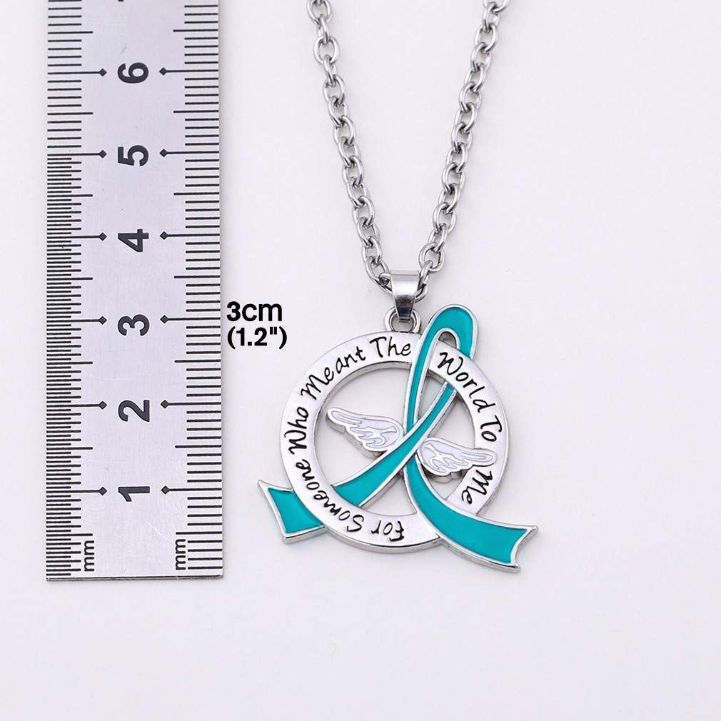 Meant the World to Me Awareness Ribbon Necklace - Teal